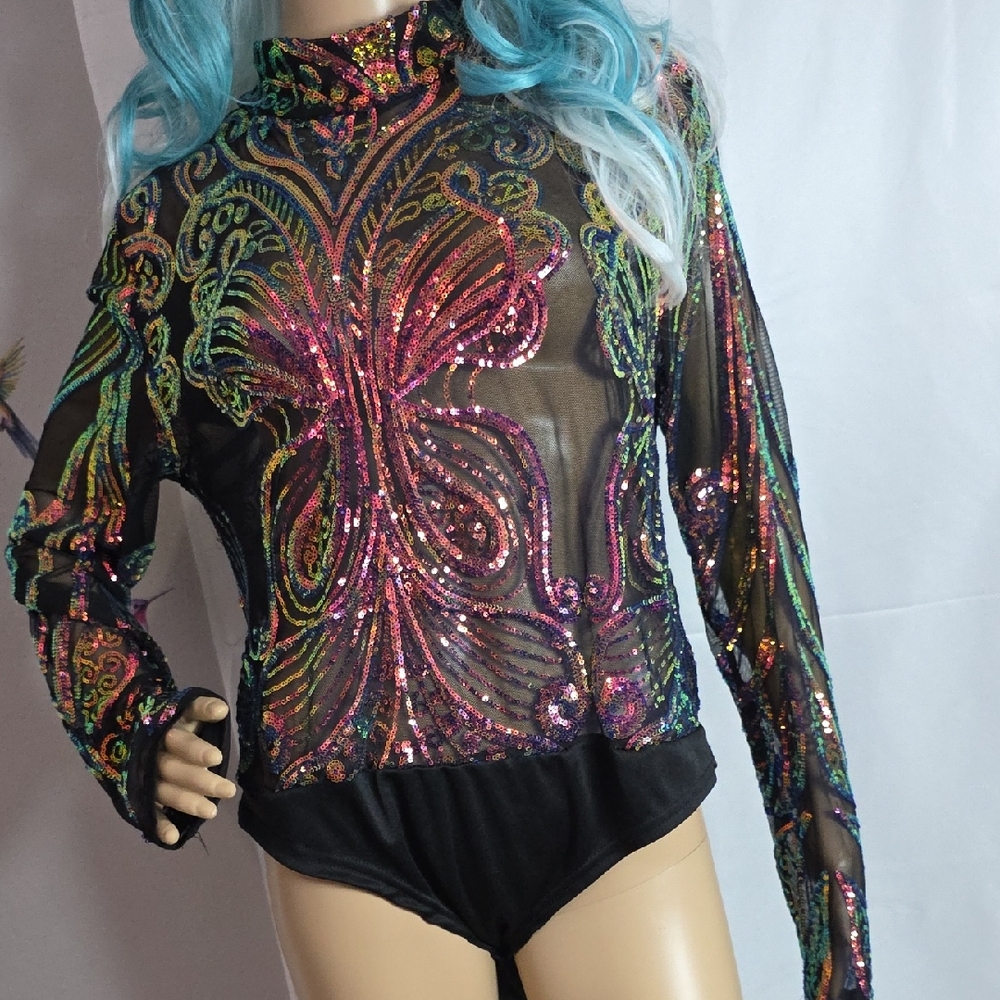 Multicolor Sequin Sheer Top
